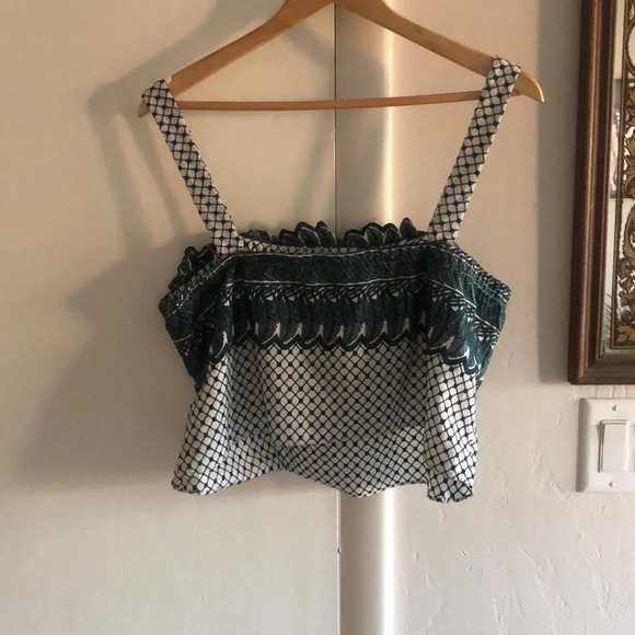 Red Carter teal and white embroidered crop top - Picture 9 of 11